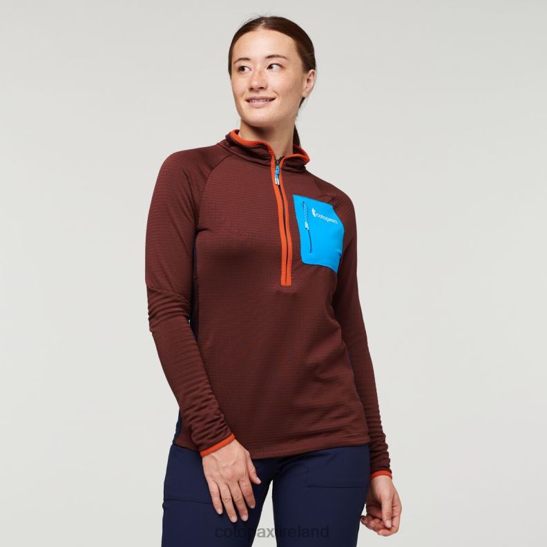 Otero Fleece Half-Zip Pullover Women Cotopaxi Chestnut/Maritime VPHP424 Clothing