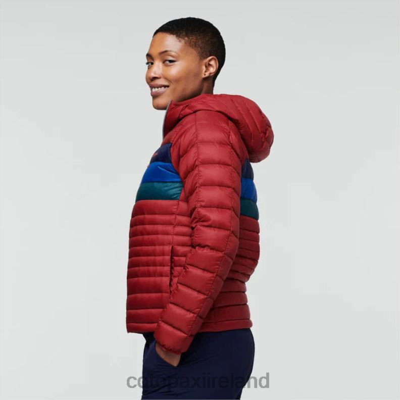 Fuego Down Hooded Jacket Women Cotopaxi Currant Stripes VPHP431 Clothing