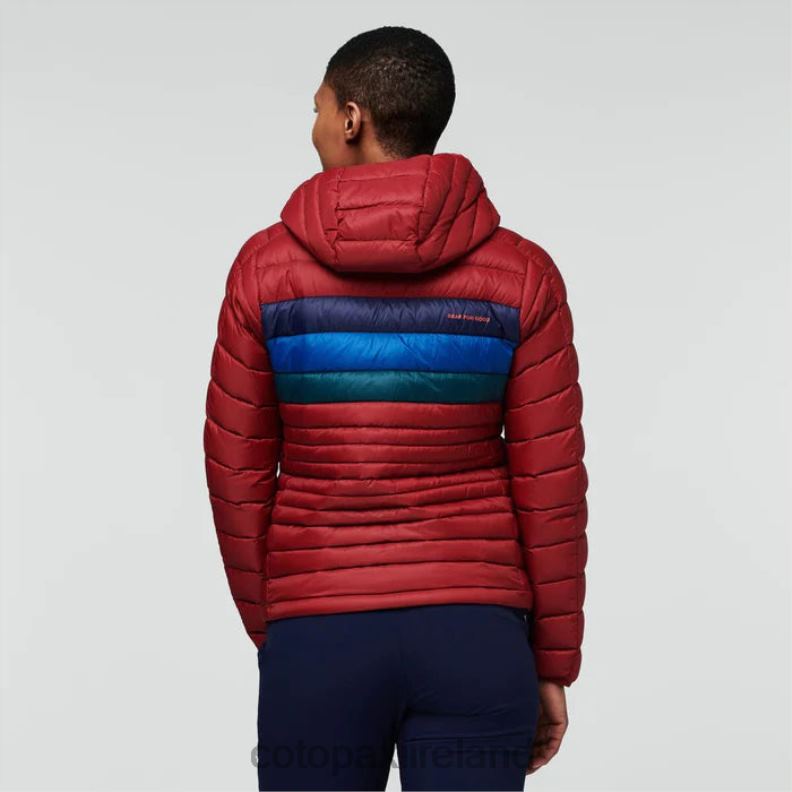 Fuego Down Hooded Jacket Women Cotopaxi Currant Stripes VPHP431 Clothing