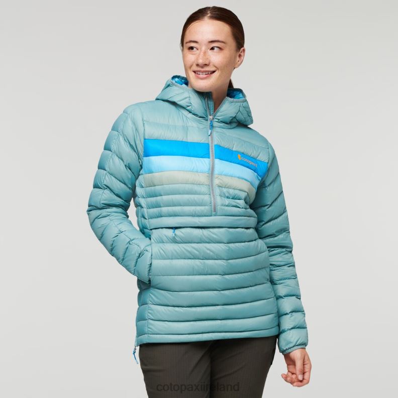 Fuego Down Hooded Pullover Women Cotopaxi Bluegrass Stripes VPHP44 Clothing