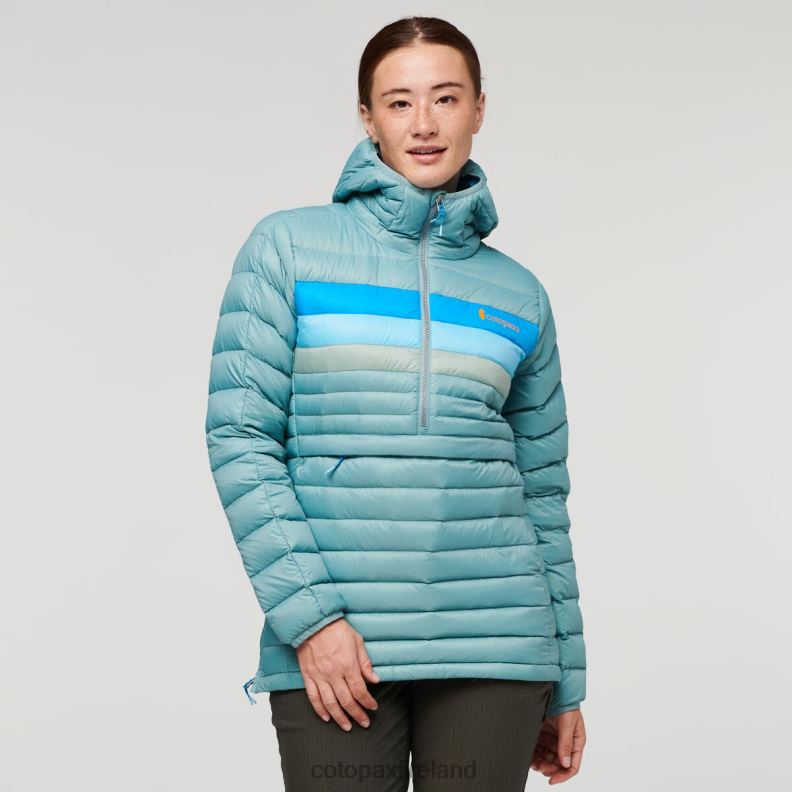 Fuego Down Hooded Pullover Women Cotopaxi Bluegrass Stripes VPHP44 Clothing