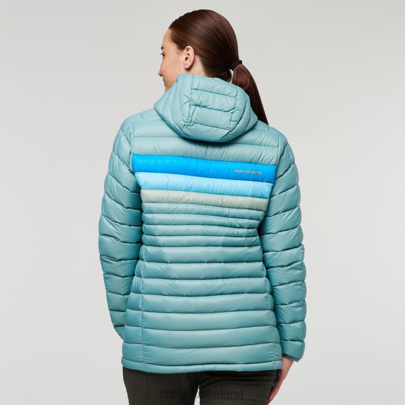 Fuego Down Hooded Pullover Women Cotopaxi Bluegrass Stripes VPHP44 Clothing