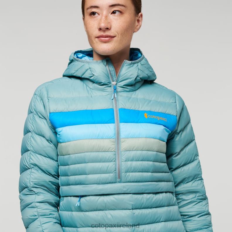 Fuego Down Hooded Pullover Women Cotopaxi Bluegrass Stripes VPHP44 Clothing