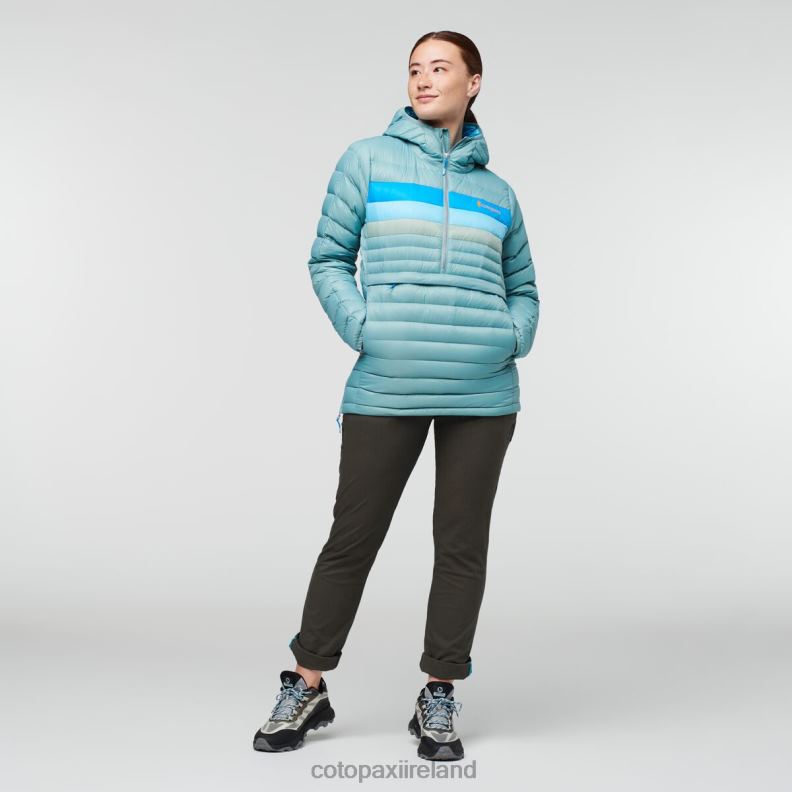 Fuego Down Hooded Pullover Women Cotopaxi Bluegrass Stripes VPHP44 Clothing