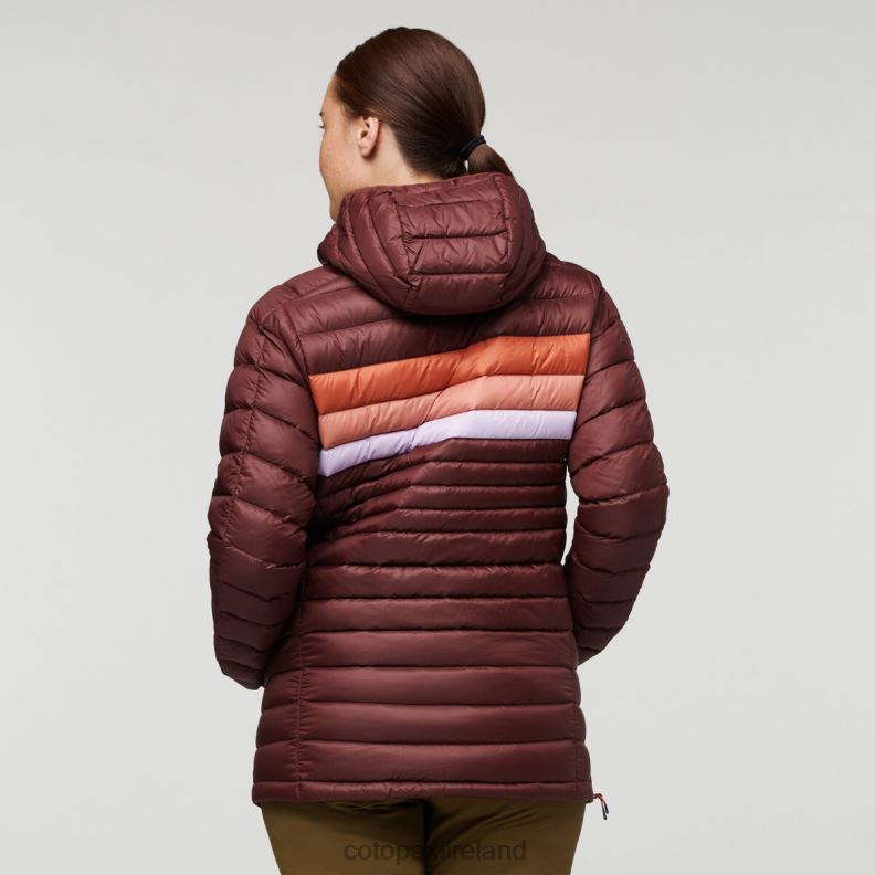 Fuego Down Hooded Pullover Women Cotopaxi Chestnut Stripes VPHP45 Clothing