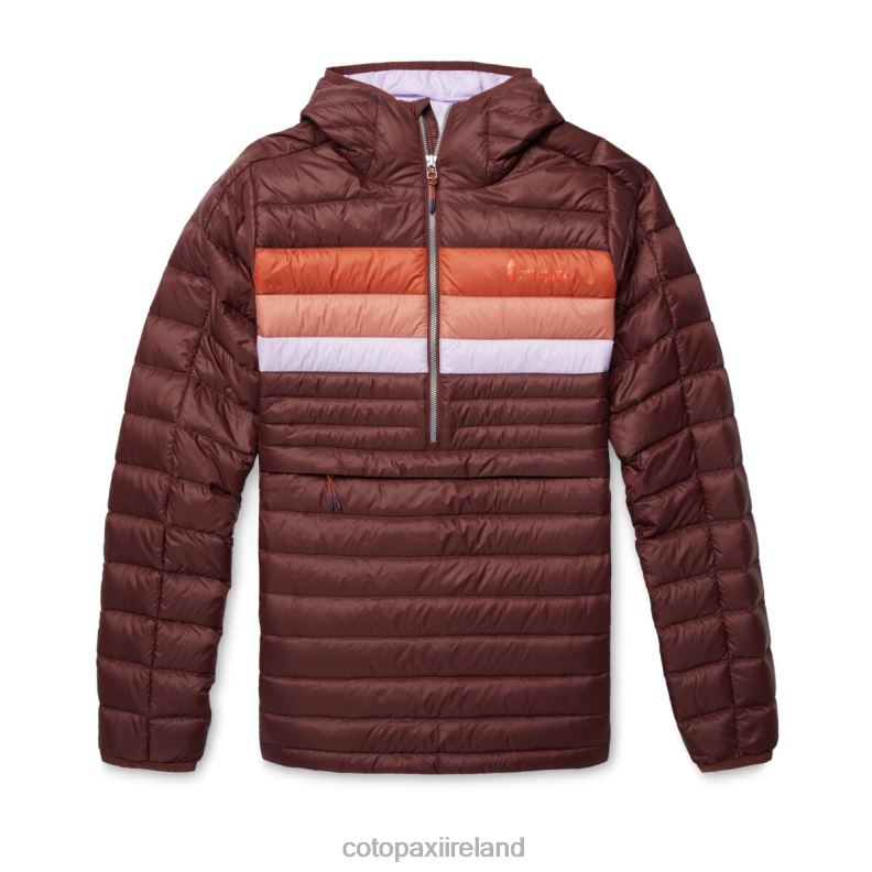 Fuego Down Hooded Pullover Women Cotopaxi Chestnut Stripes VPHP45 Clothing