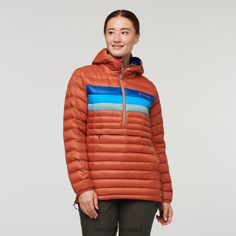 Fuego Down Hooded Pullover Women Cotopaxi Spice Stripes VPHP42 Clothing