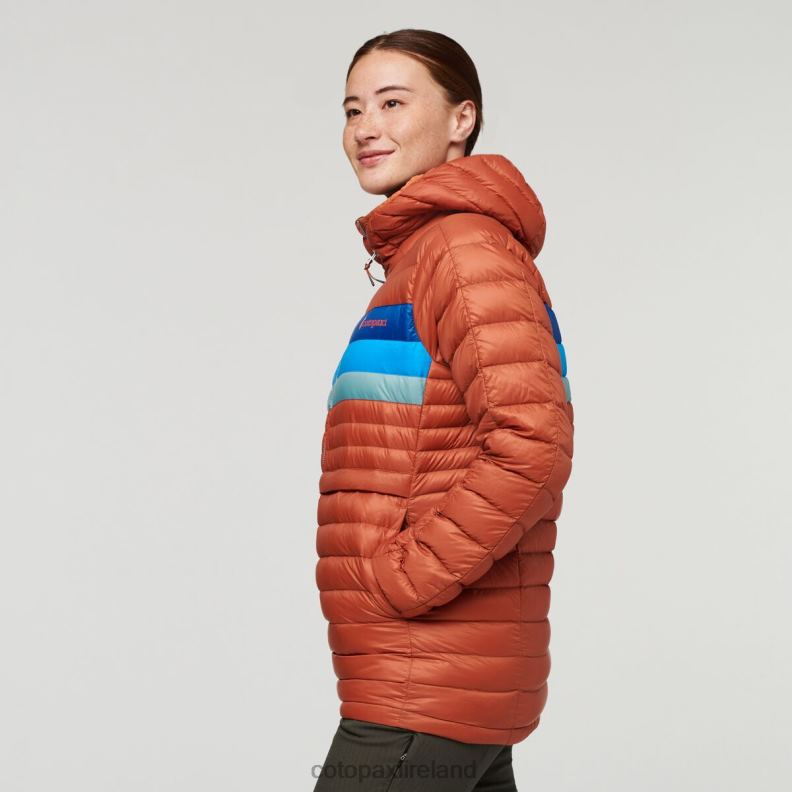 Fuego Down Hooded Pullover Women Cotopaxi Spice Stripes VPHP42 Clothing
