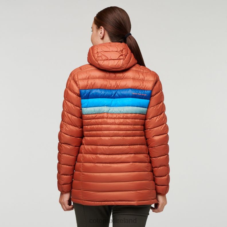 Fuego Down Hooded Pullover Women Cotopaxi Spice Stripes VPHP42 Clothing