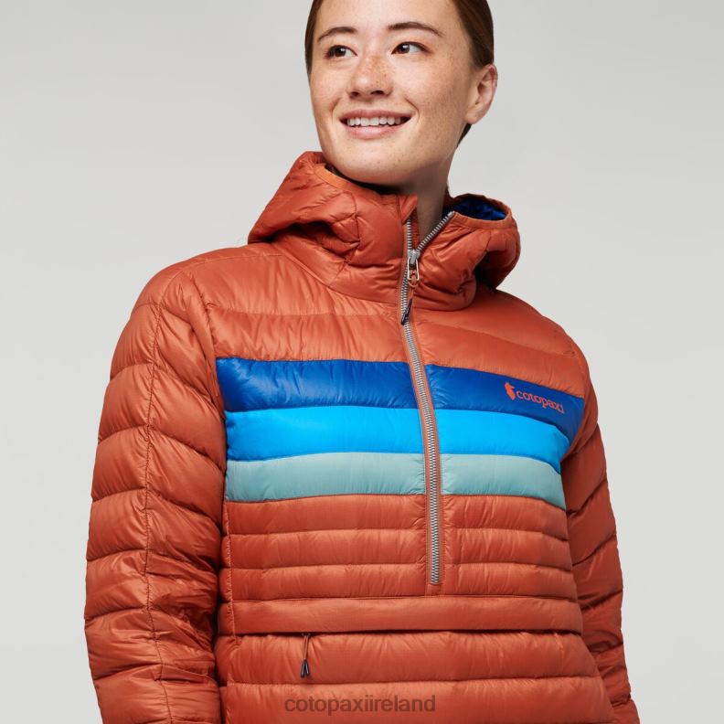 Fuego Down Hooded Pullover Women Cotopaxi Spice Stripes VPHP42 Clothing