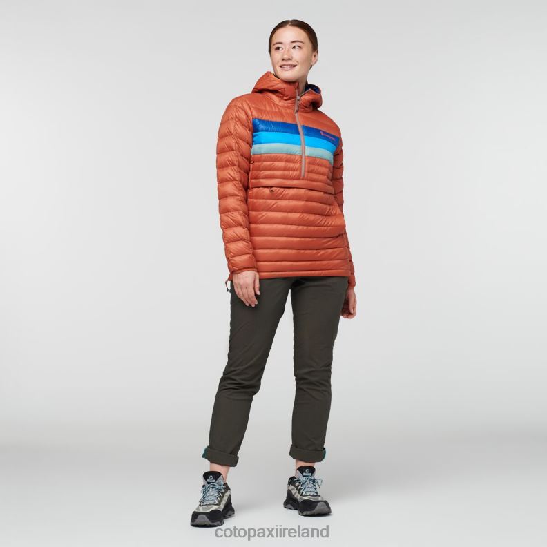 Fuego Down Hooded Pullover Women Cotopaxi Spice Stripes VPHP42 Clothing