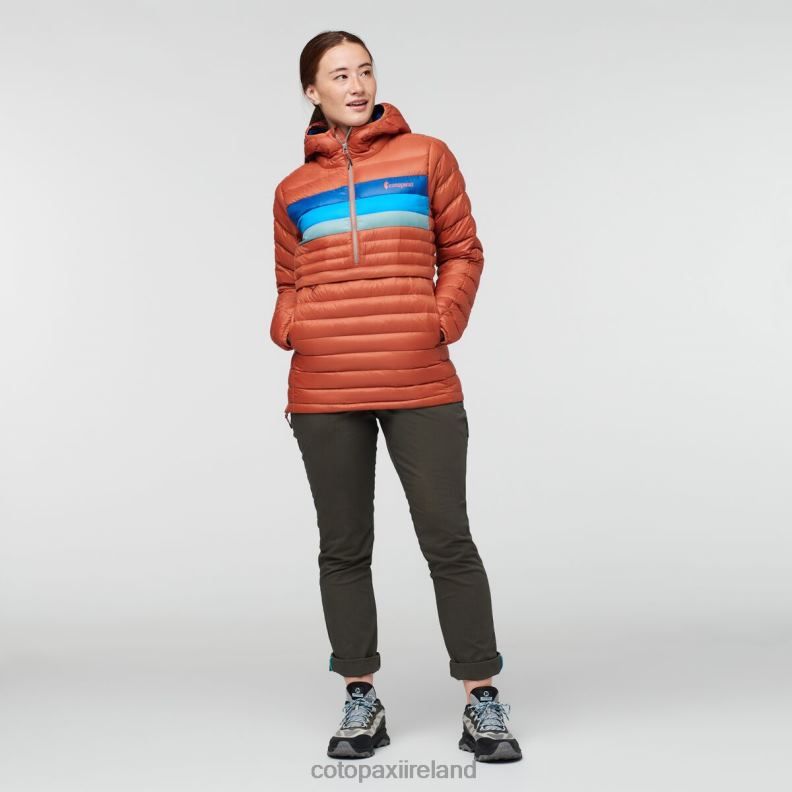 Fuego Down Hooded Pullover Women Cotopaxi Spice Stripes VPHP42 Clothing