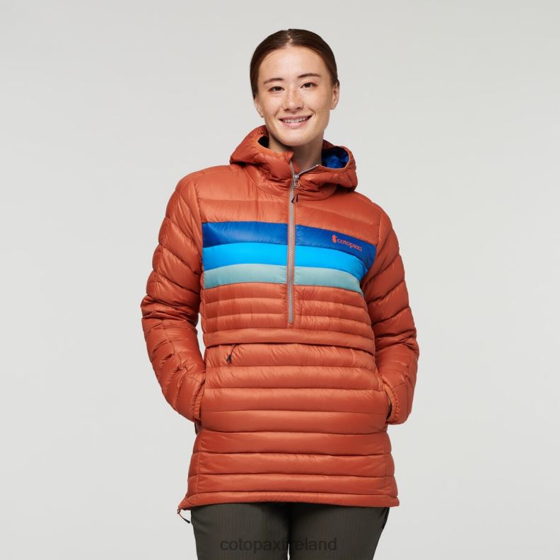 Fuego Down Hooded Pullover Women Cotopaxi Spice Stripes VPHP42 Clothing