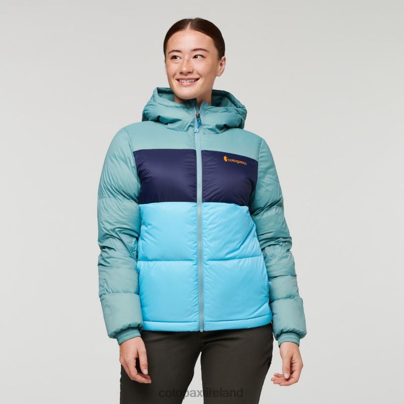 Solazo Down Hooded Jacket Women Cotopaxi Bluegrass/Blue Sky VPHP41 Clothing