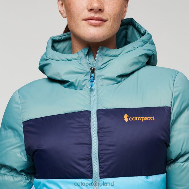 Solazo Down Hooded Jacket Women Cotopaxi Bluegrass/Blue Sky VPHP41 Clothing