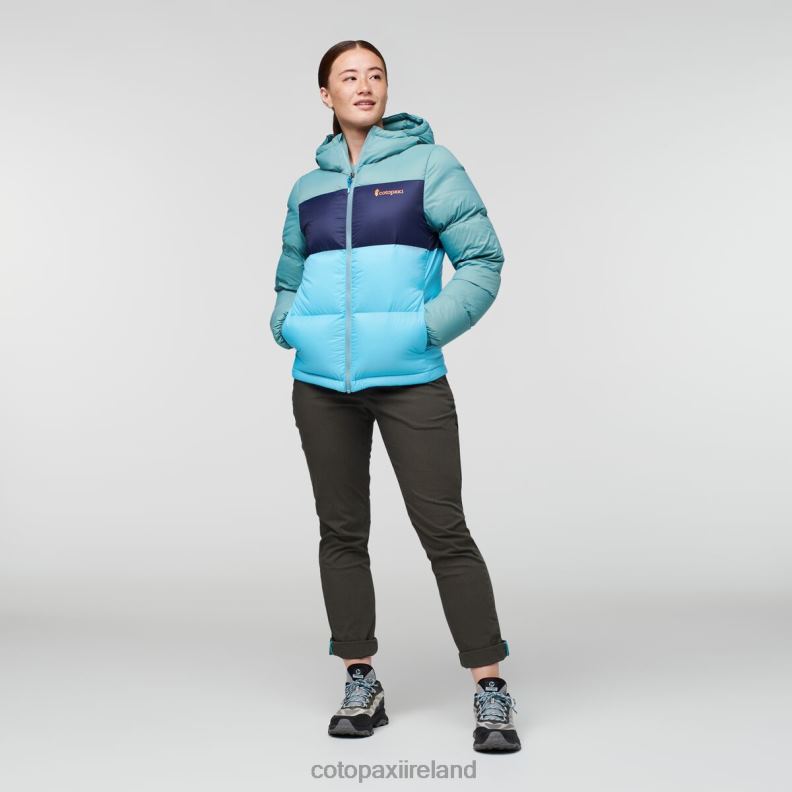 Solazo Down Hooded Jacket Women Cotopaxi Bluegrass/Blue Sky VPHP41 Clothing