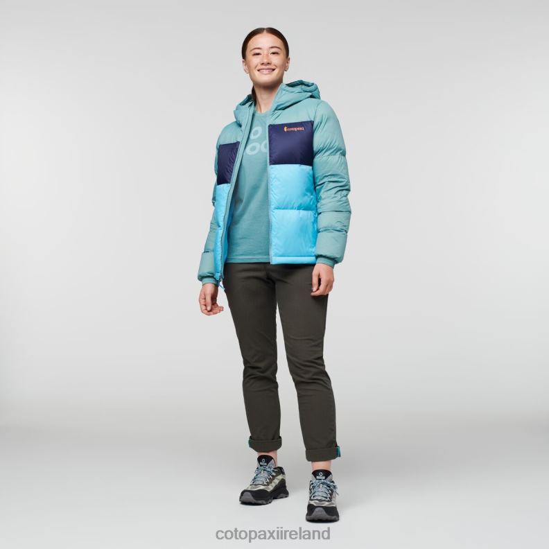 Solazo Down Hooded Jacket Women Cotopaxi Bluegrass/Blue Sky VPHP41 Clothing