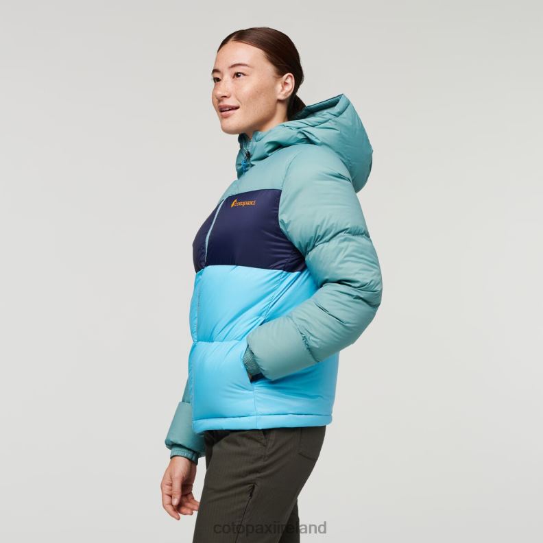Solazo Down Hooded Jacket Women Cotopaxi Bluegrass/Blue Sky VPHP41 Clothing