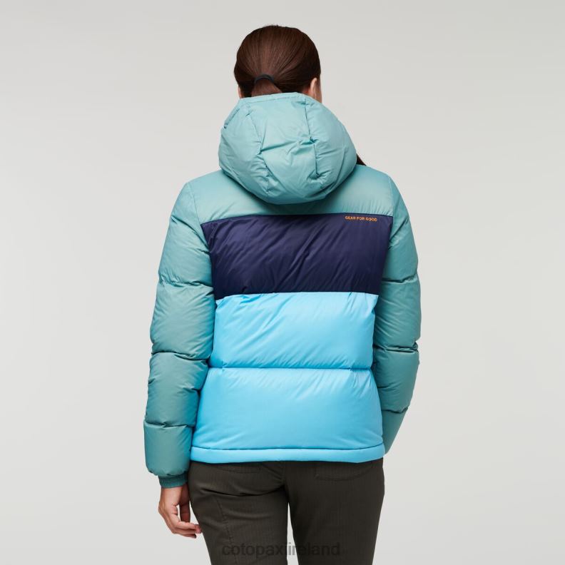 Solazo Down Hooded Jacket Women Cotopaxi Bluegrass/Blue Sky VPHP41 Clothing